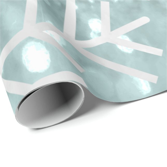Snowflake Christmas Holiday Blue Teal Grey Glitter Wrapping Paper (Roll Corner)