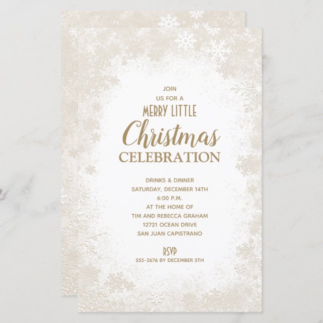 Snowflake Christmas Holiday Budget Invitations (Front/Back)