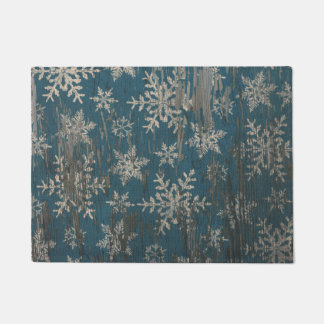 snowflake Christmas Holiday Rustic Door Mat