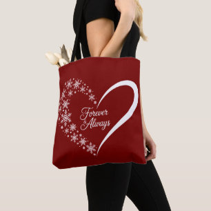 Snowflake Christmas Holiday Snow Flake Heart Tote Bag