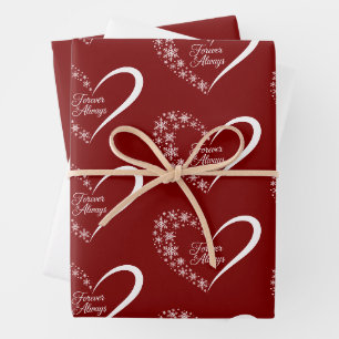 Snowflake Christmas Holiday Snow Flake Heart Wrapping Paper Sheet