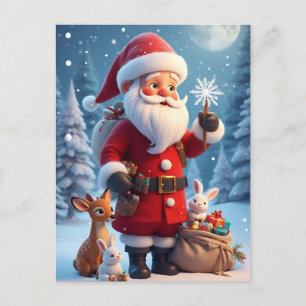 🎅 Snowflake Christmas Magic Scene ❄️Santa Holiday Postcard