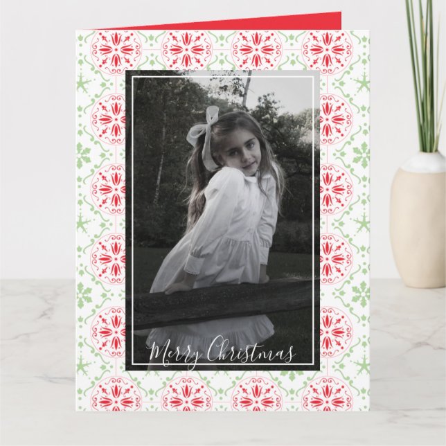 Snowflake Christmas Photo Card Elegant 1 Photo (Front)