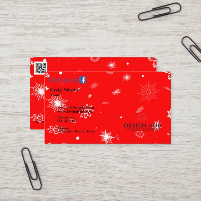 Snowflake Christmas professional business card (Front/Back In Situ)