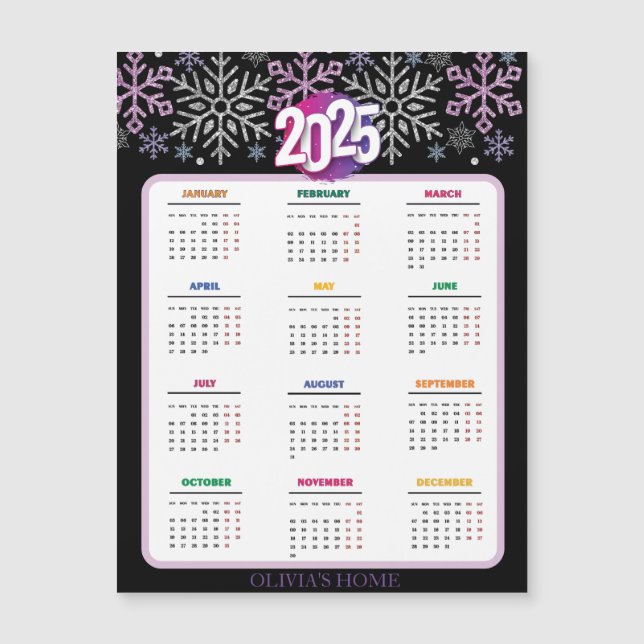 Snowflake Christmas Purple Silver Calendars (Front)