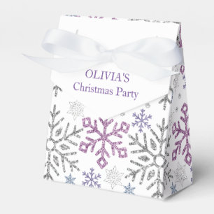 Snowflake Christmas Purple Silver Favour Box