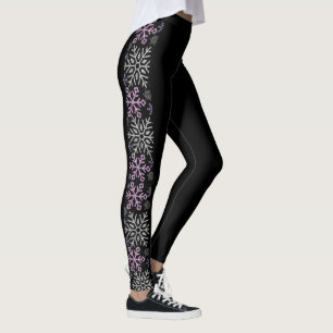 Snowflake Christmas Purple Silver Leggings