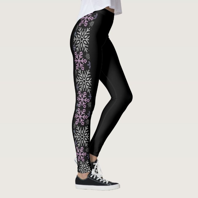 Snowflake Christmas Purple Silver Leggings (Right)