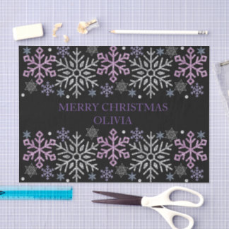 Snowflake Christmas Purple Silver Tissue Paper