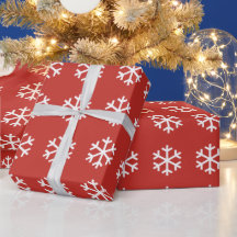 Snowflake Christmas Red Wrapping Paper
