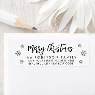Snowflake Christmas Script Return Address Label