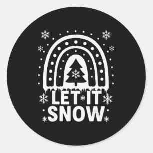 Snowflake Christmas Teacher Student Cute Rainbow L Classic Round Sticker