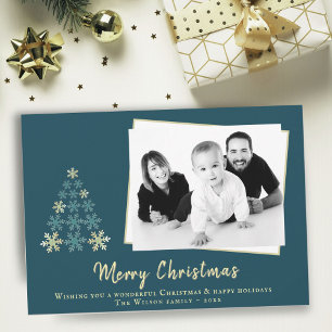 Snowflake Christmas Tree Family Photo Holiday Card