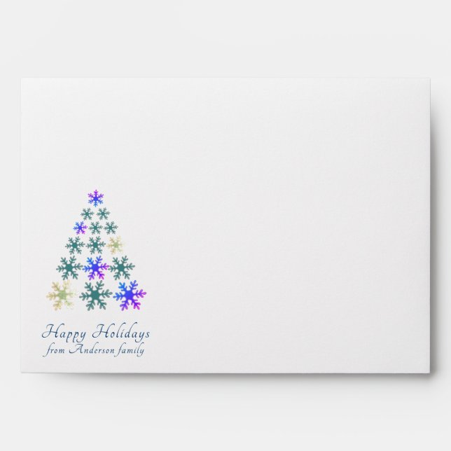 Snowflake Christmas tree Holiday Personalised Envelope (Front)