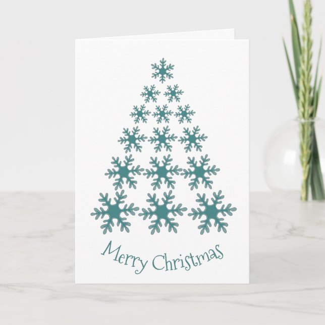 Snowflake Christmas Tree Merry Christmas Holiday Card (Front)