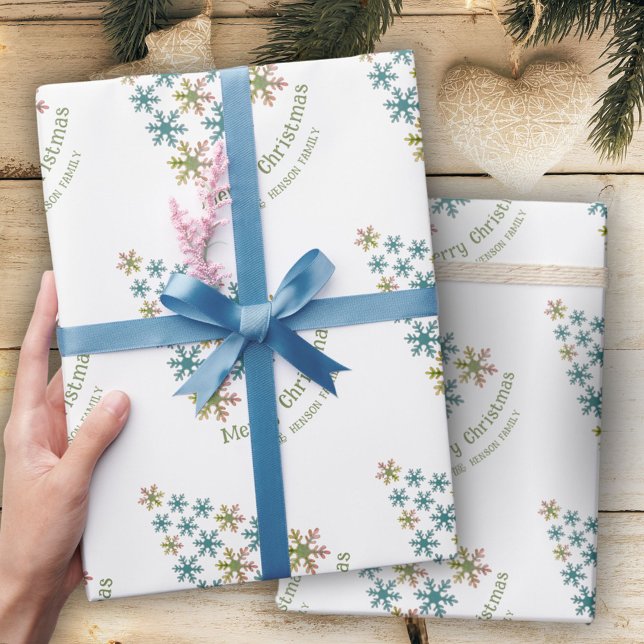 Snowflake Christmas Tree Minimalist Holiday  Wrapping Paper (Creator Uploaded)