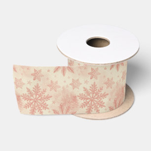 Snowflake Christmas Watercolor Winter Pine Satin Ribbon