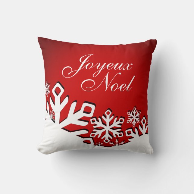 Snowflake City Joyeux Noel Christmas | red Cushion (Front)