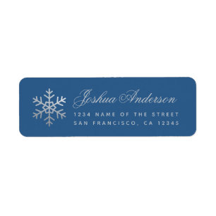 Snowflake Classic Blue Winter Holidays Faux Silver