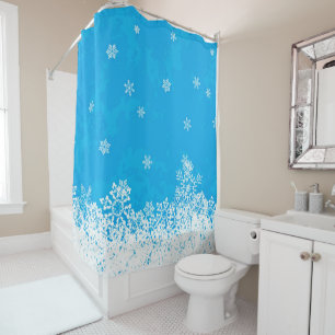 Snowflake Collection Blue Winter Shower Curtain