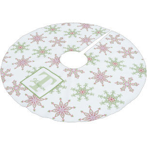 Snowflake Colourful Modern Holiday Monogram Brushed Polyester Tree Skirt