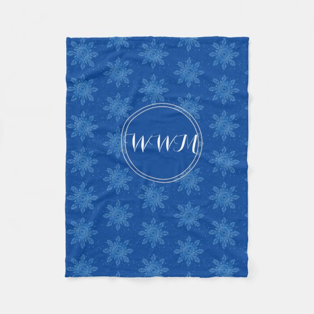 Snowflake Cosy Fleece with Monogram Blanket (Front)