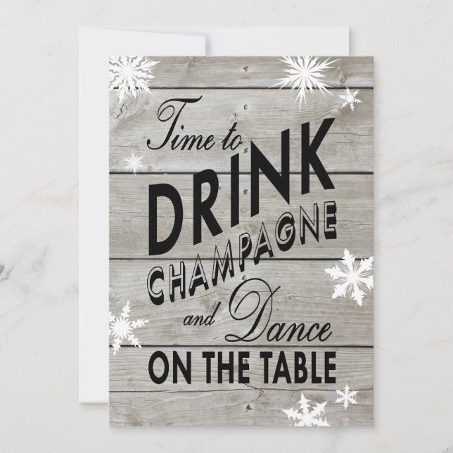 Snowflake Couple's Shower Time to Drink Champagne Invitation (Front)