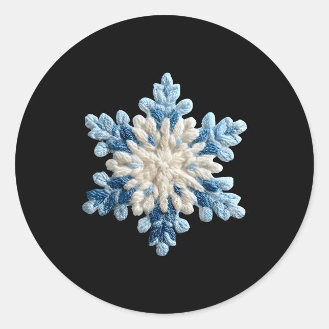 Snowflake Crochet Snow Merry Christmas Xmas Pajama Classic Round Sticker (Front)