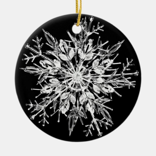 Snowflake Crystal   Ceramic Tree Decoration (Front)