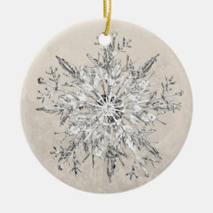 Snowflake Crystal Grunge   Ceramic Tree Decoration