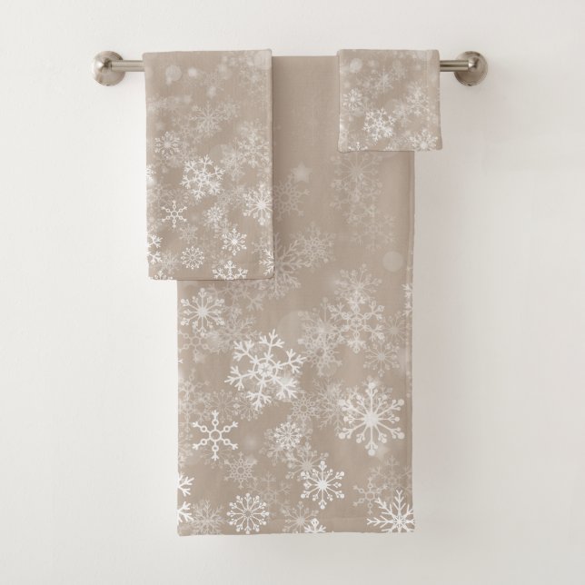 Snowflake Custom Colours Christmas  Bath Towel Set (Insitu)