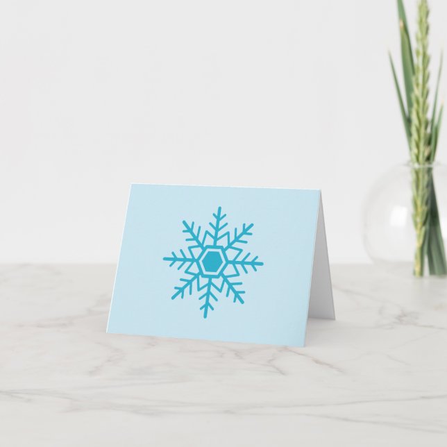 Snowflake Design Blue Thank You Card (Front)