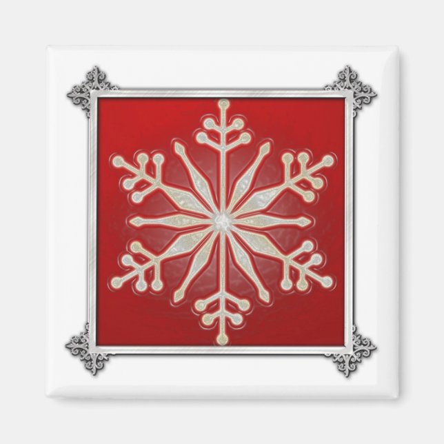 Snowflake Design Christmas Magnet (Front)