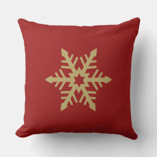 Snowflake Design Gold on Red Cushion