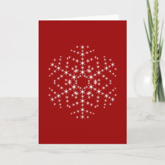Snowflake Design in Dark Red and White. Holiday Card