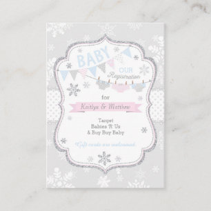 Snowflake Diaper and Tutu Baby Registration Card