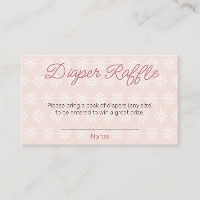 Snowflake Diaper Raffle Girl Baby Shower  Enclosure Card (Front)