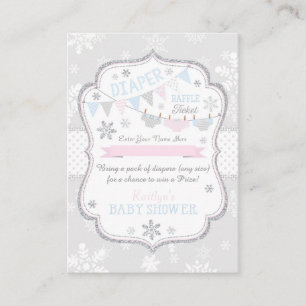 Snowflake Diapers and Tutu Raffle Ticket Enclosure Card