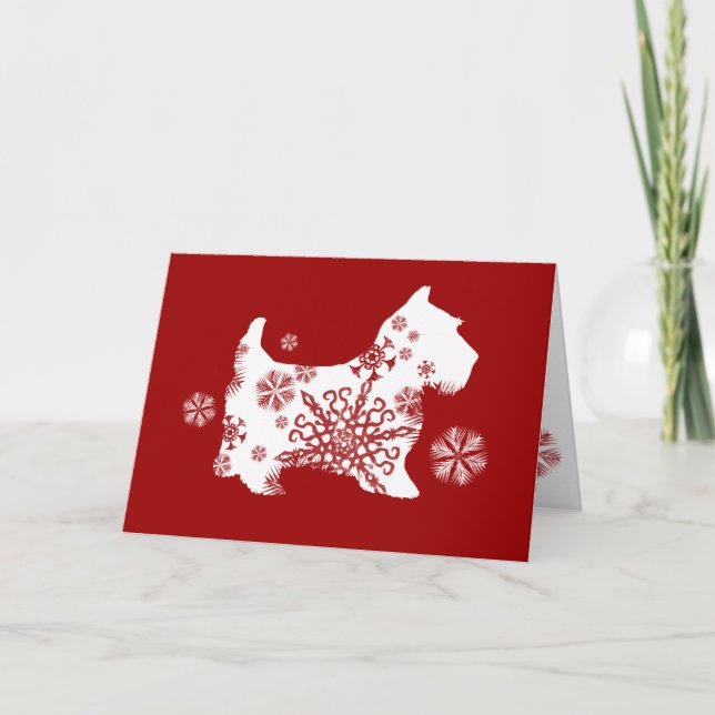 Snowflake Dog Holiday Greeting Card (Front)