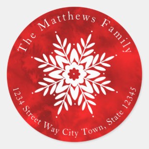 Snowflake Drawing 2 with Red Watercolor labels