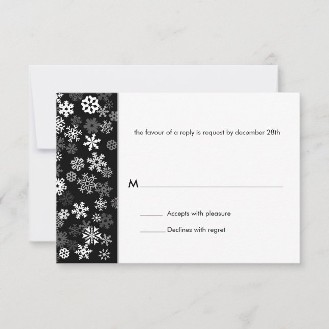Snowflake Edge Bar Mitzvah Reply RSVP Card (Front)