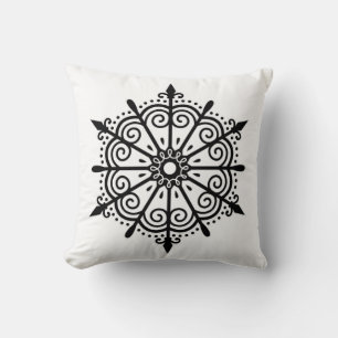 Snowflake Elegant Black White Christmas Cushion
