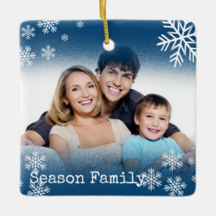 Snowflake Family Christmas Photo Ceramic Ornament