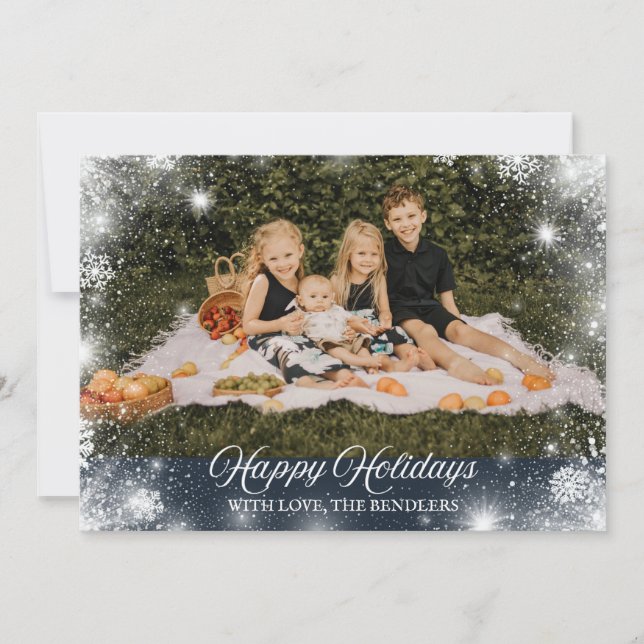 Snowflake Family Photo Christmas Card (Front)