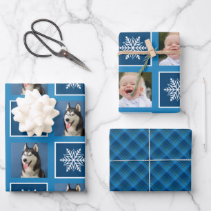Snowflake & Favourites 2 Photo. Blue. Wrapping Paper Sheet
