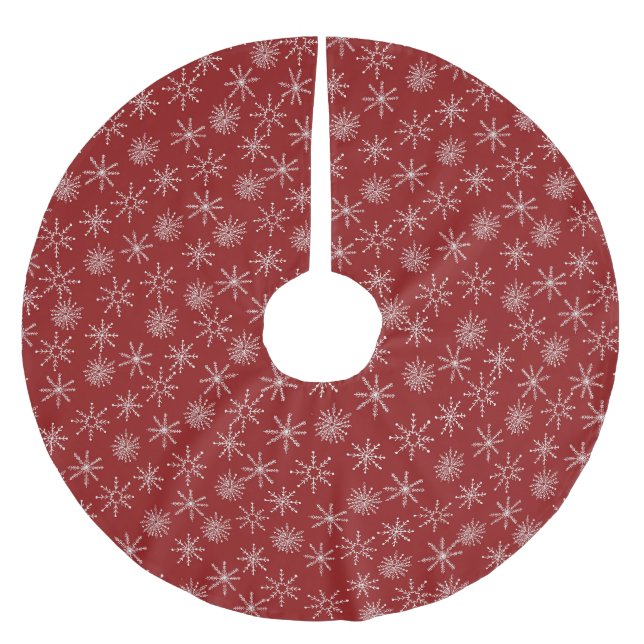 Snowflake festive Christmas Brushed Polyester Tree Skirt (Front)