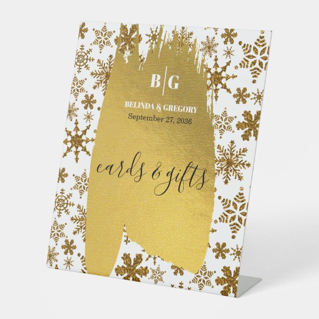 Snowflake Festive Christmas Wedding Cards & Gifts Pedestal Sign (Front)