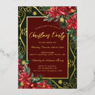 Snowflake Festive Floral Frame Christmas Party