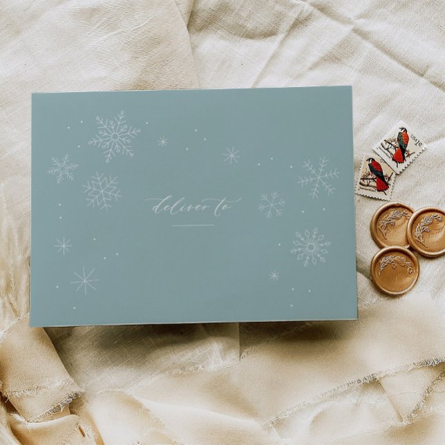 Snowflake Flurry Christmas Card Mailing Envelope (Creator Uploaded)