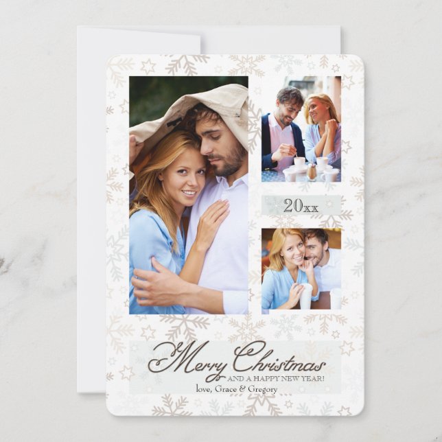 Snowflake Flurry Photo Holiday Card (Front)